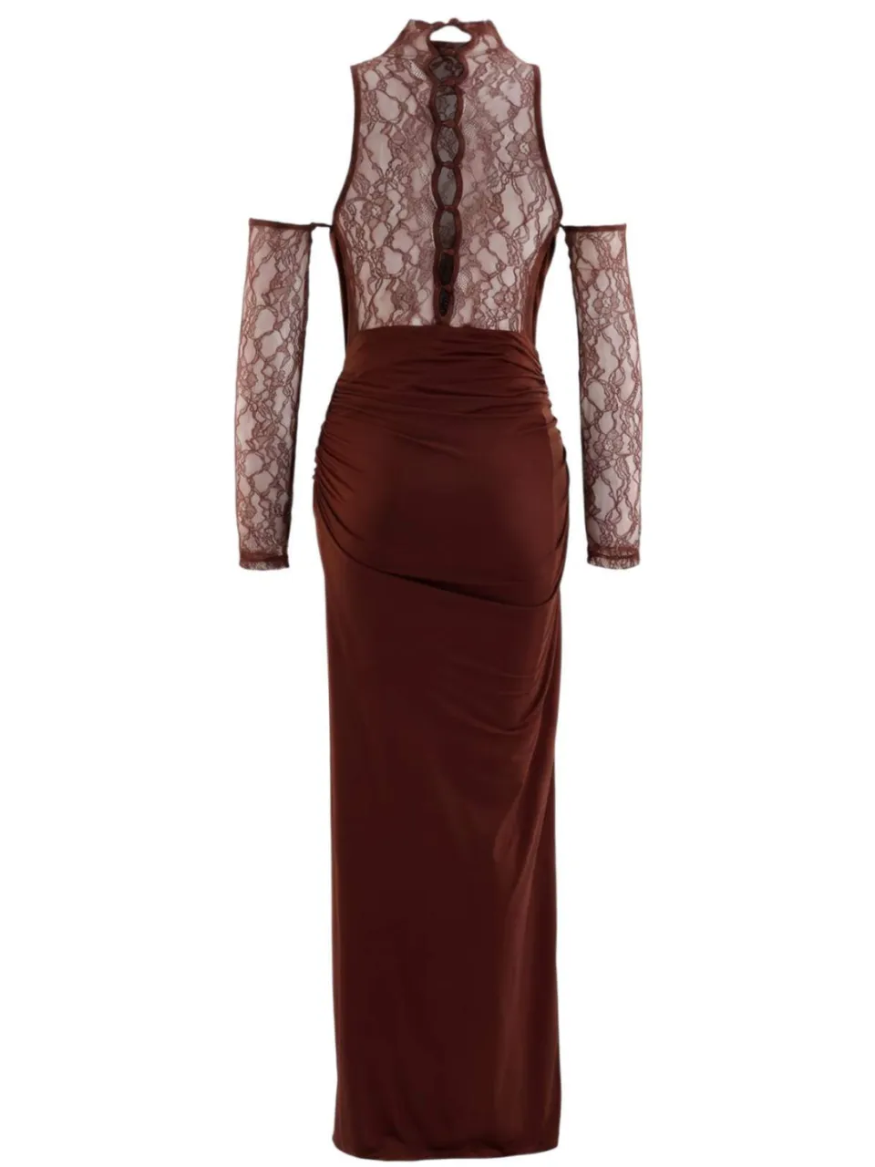Trendyol TRENDYOLMİLLA Dames Bruin Effen Maxi Driekwart mouw Stijlvol/Avond Recht Avond & Gala Jurk