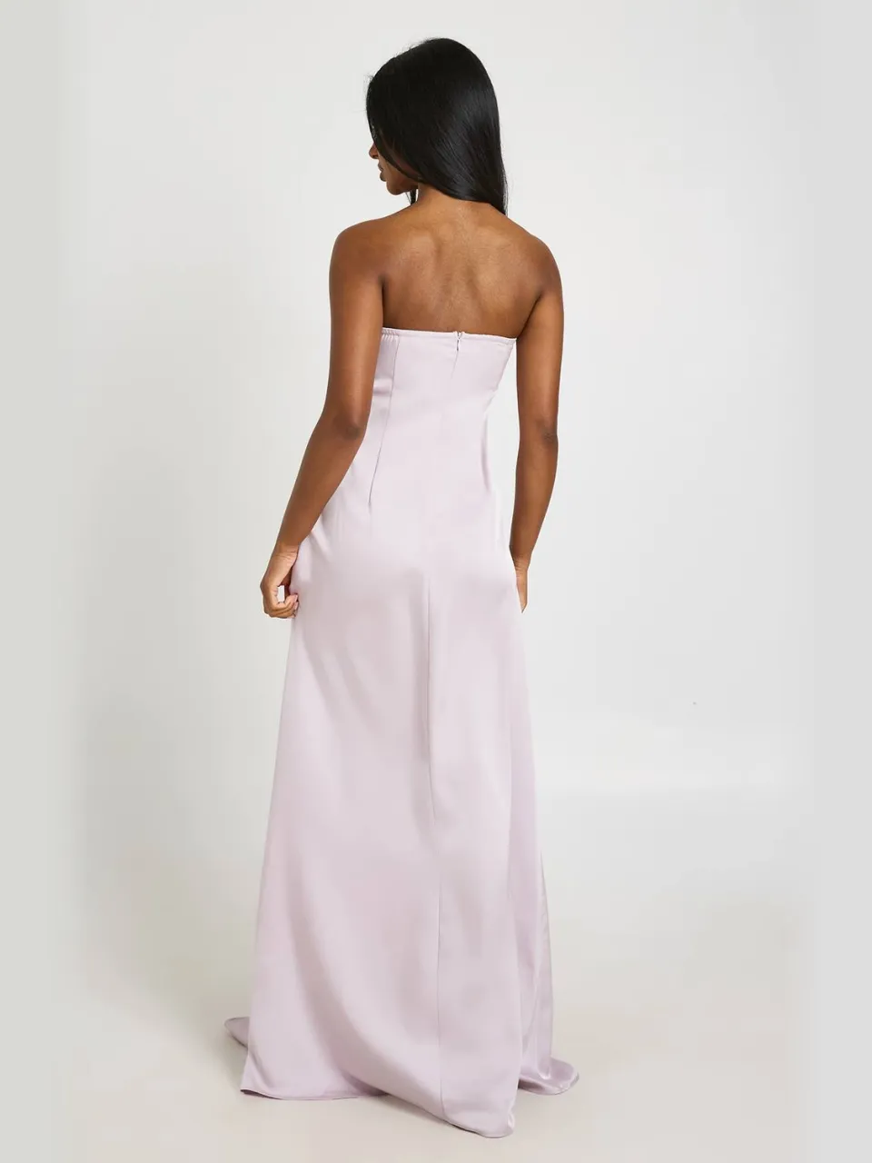 boohoo Dames Maxi-jurk Met Satijn, Gerimpelde Buste En Gedrapeerd Voorpand lila, foto 2