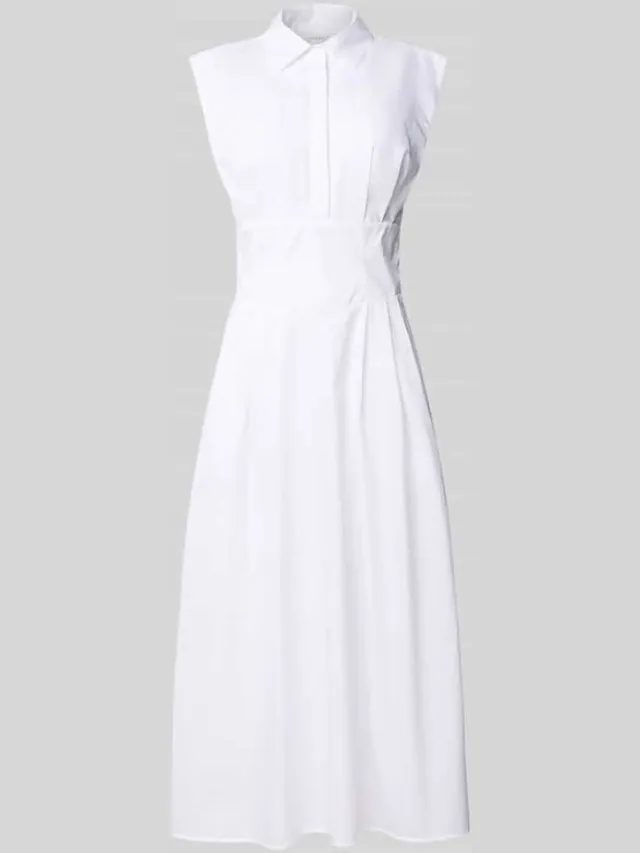 Guess midi-jurk met verdekte knoopsluiting model 'CHERRY' Wit