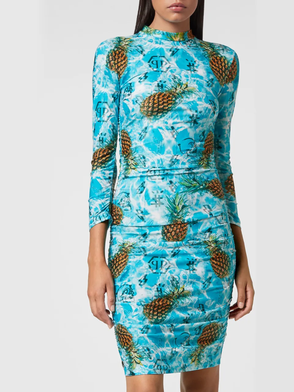 Philipp Plein Korte Jurk Pineapple Skies Veelkleurig
