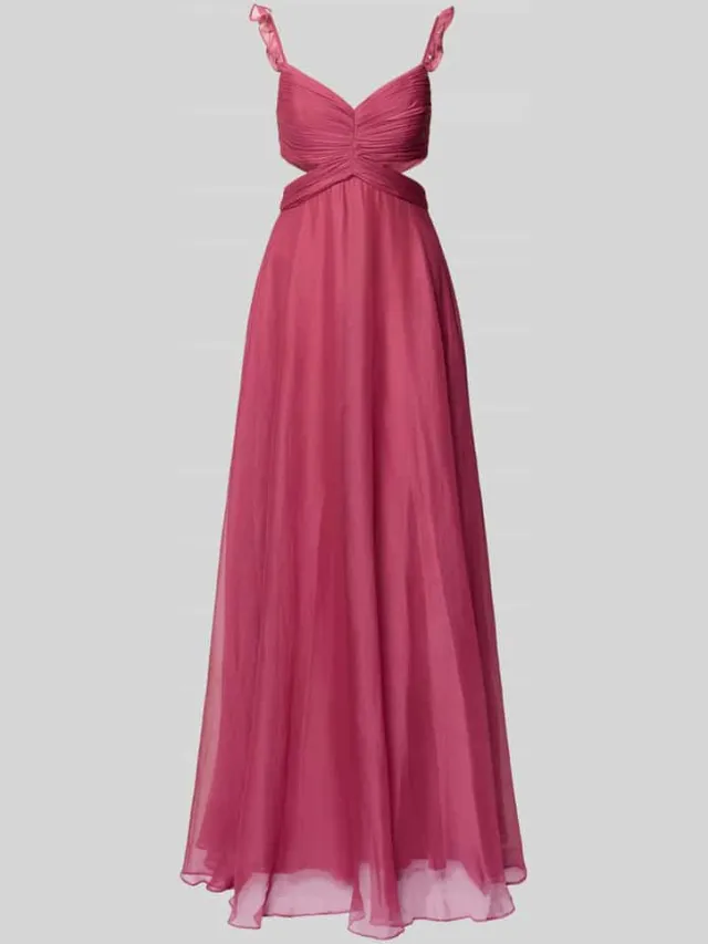 Jake*s Cocktail Avondjurk met cut-outs en ruches fuchsia, foto 2