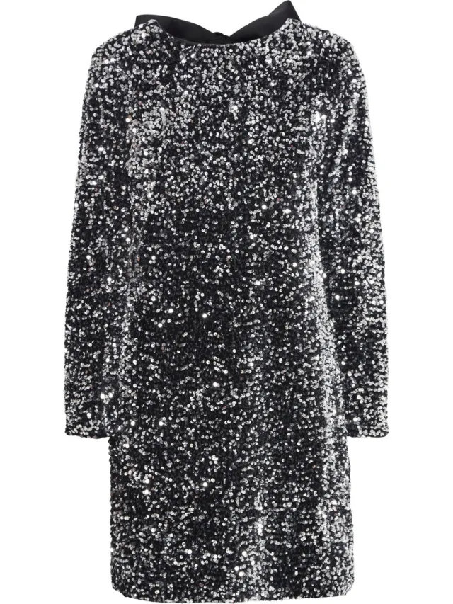 b.Young BYPAILLET BOW Dames Jurk Silver Sequin Mix