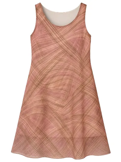 Conquista Mouwloze netjurk met palissandermotief en viscose jersey voering rosé, foto 2