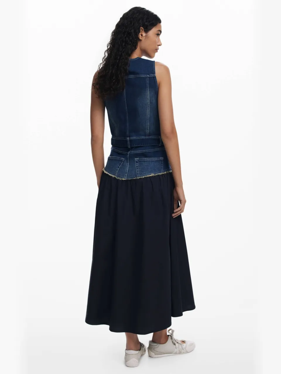 Desigual denim midi jurk medium blue denim, foto 3