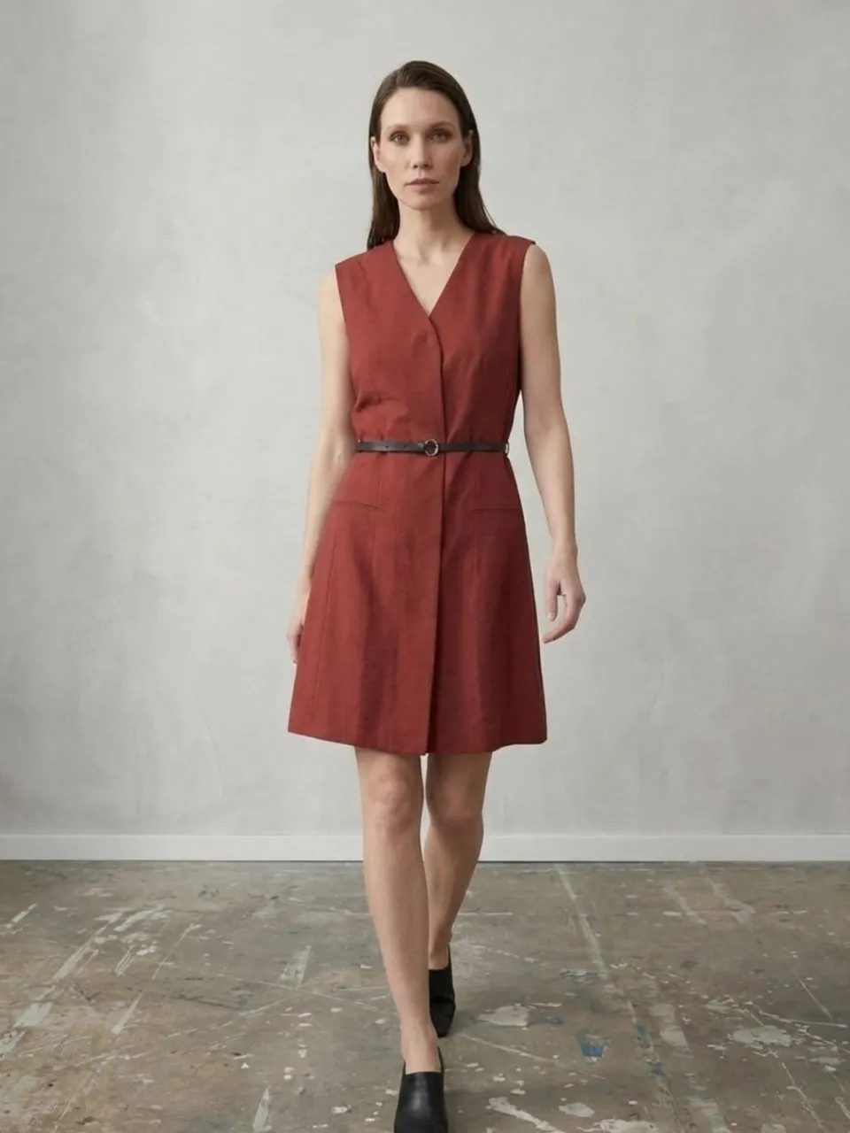 MyFashion Gestrikte Midi Shift Jurk bordeauxrood, foto 2
