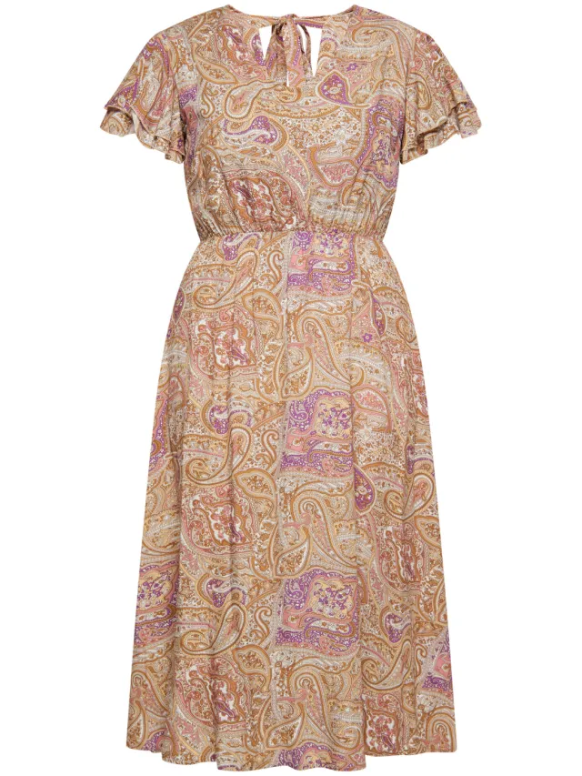 Usha Jurk met paisleyprint Dames lila veelkleurig, foto 2