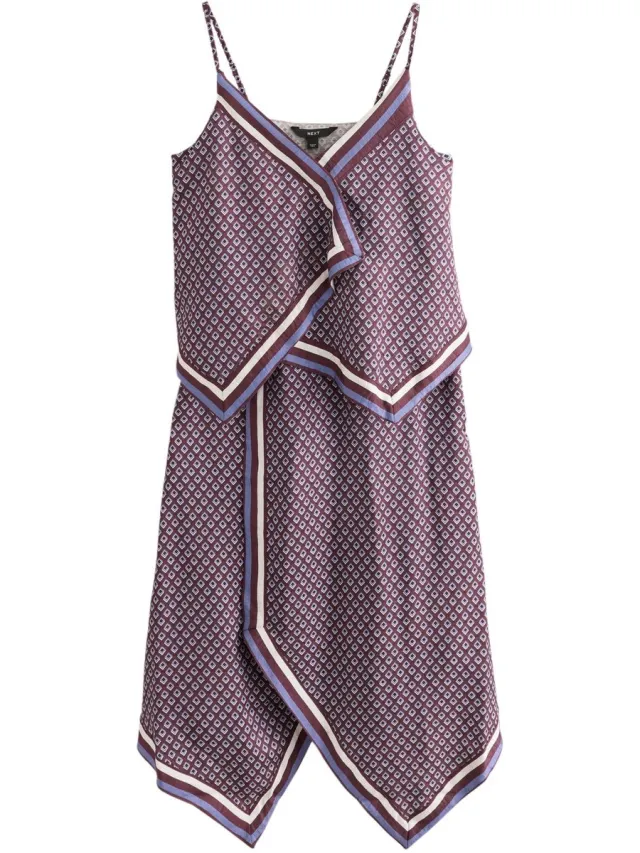 Next Dames - Jurk met puntige zoom - Bruin Chocolate Brown Geometric