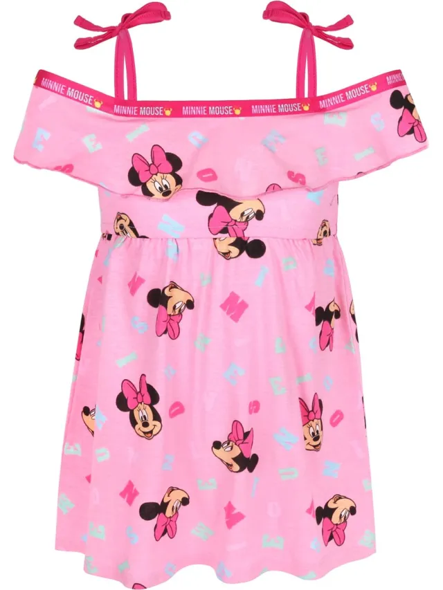 Roze, zomerse Spaanse jurk met letters - Minnie Mouse DISNEY