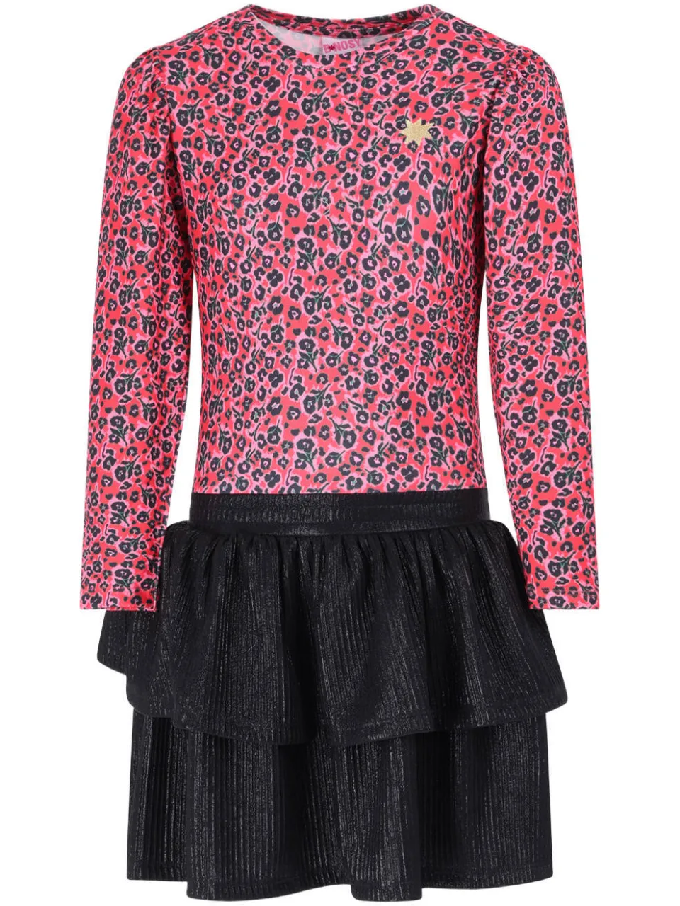 B.Nosy Dilly gebloemde midi jurk roze zwart, foto 3
