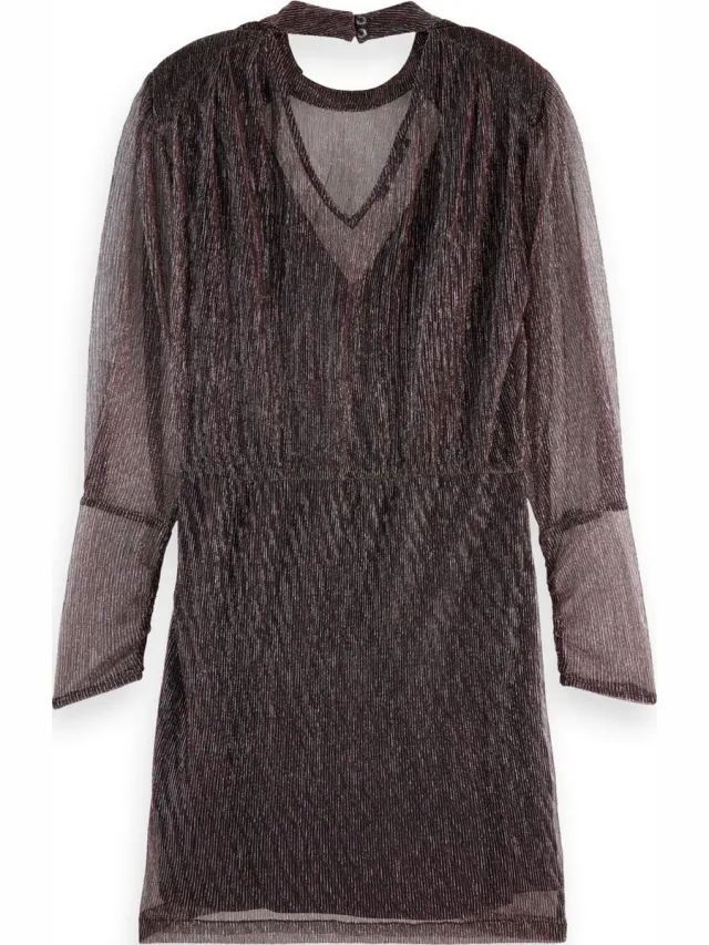 Scotch & Soda LUREX HIGH NECK MINI DRESS Dames Jurk Berry