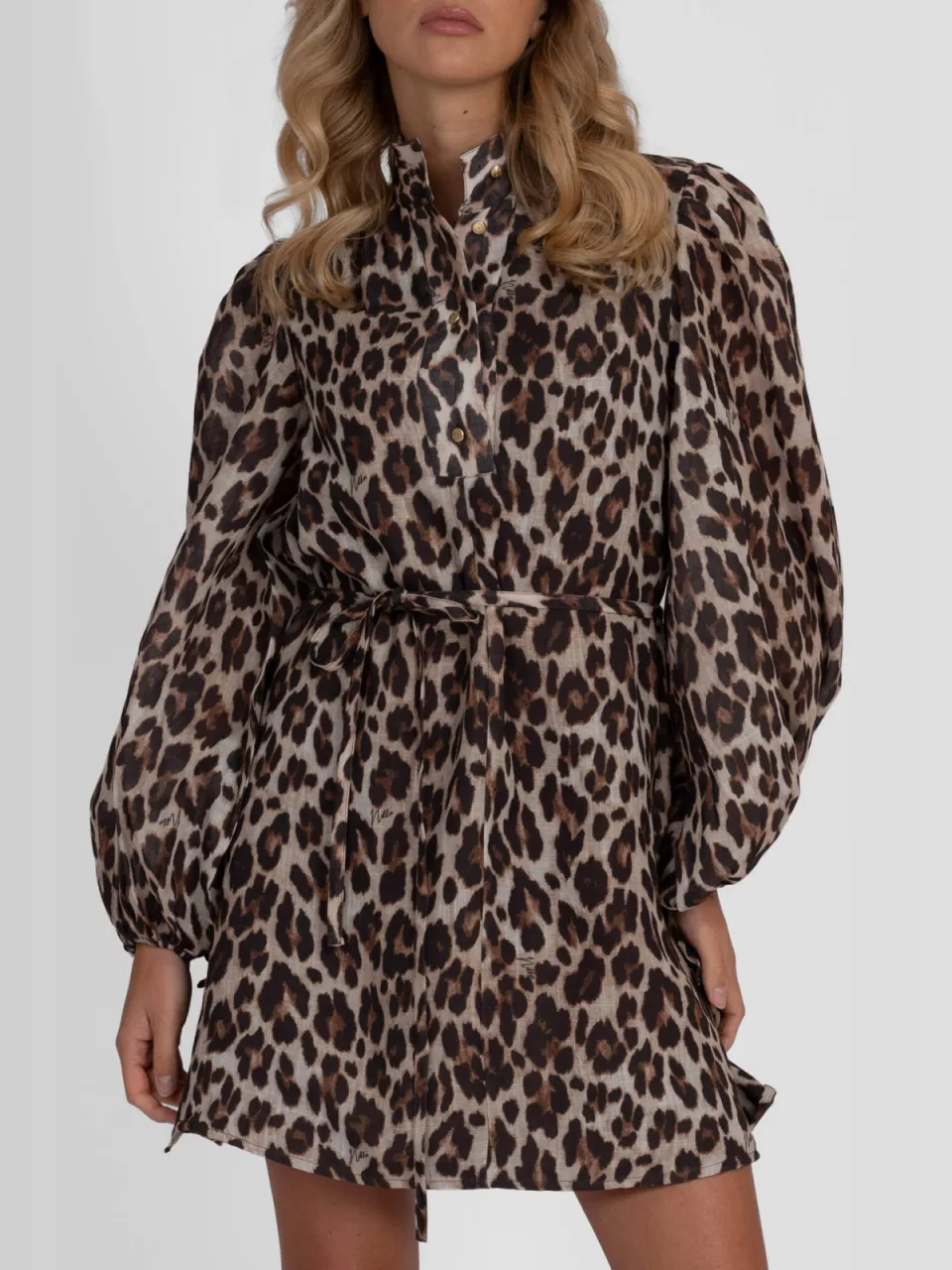 Nikkie korte jurk met ruches en panterprint - bruin Bruin/beige