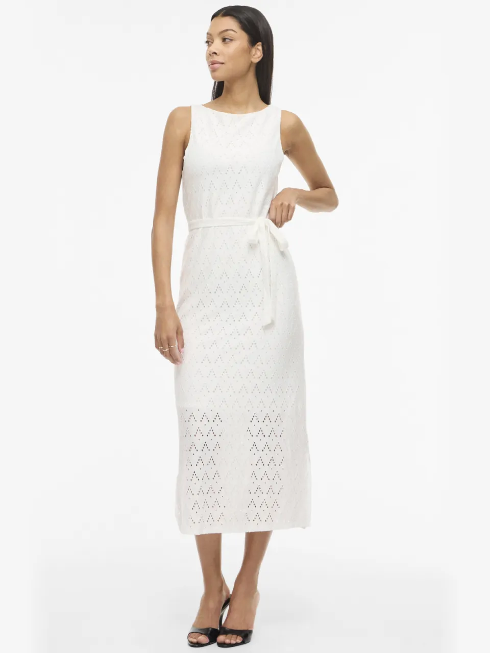 Vila midi jurk broderie ecru