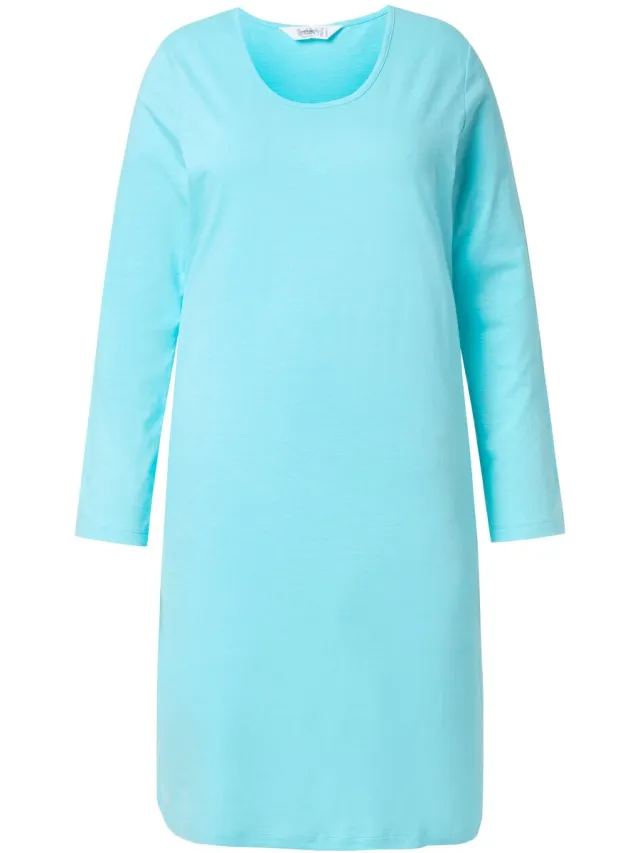 Angel of Style Dames - Jersey jurk nauwsluitende A-lijn lange mouw - Bleek turquoise