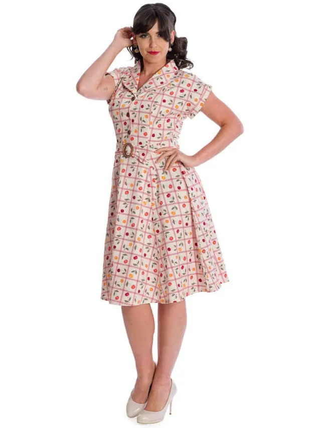 Banned COUNTRY CHERRY Flare jurk - XS - Wit