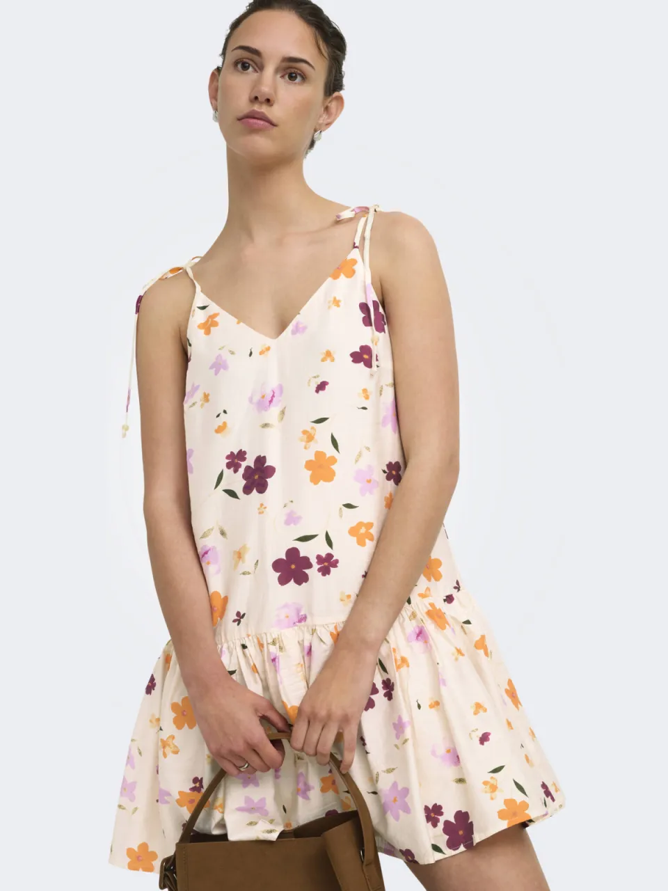 Only gebloemde mini zomerjurk - ecru, foto 5