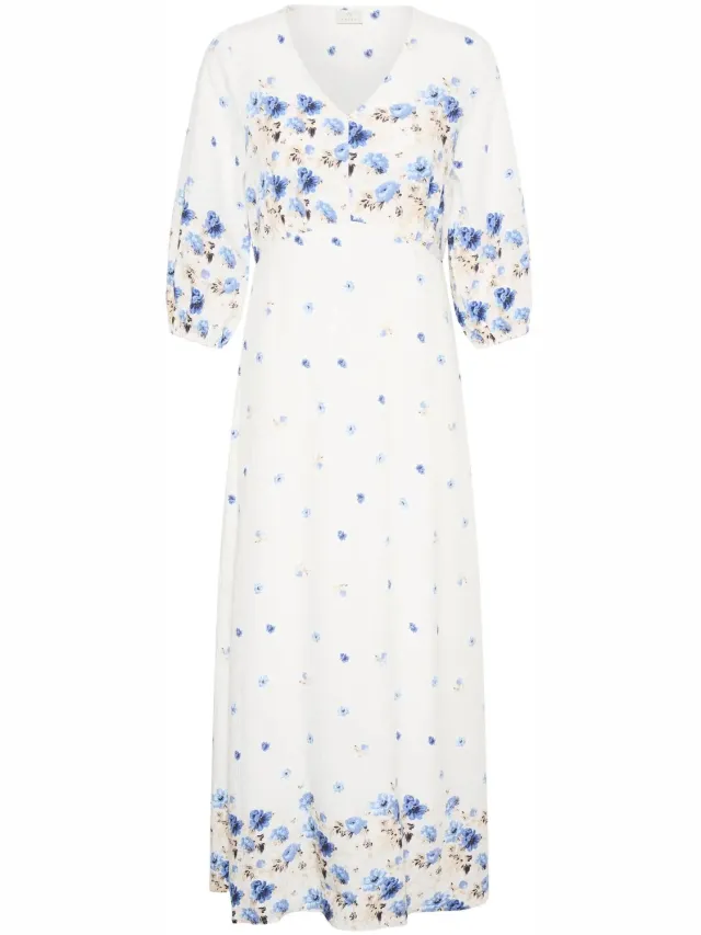 Kaffe Lange damesjurk KAFFE KArosine blue tones border flower
