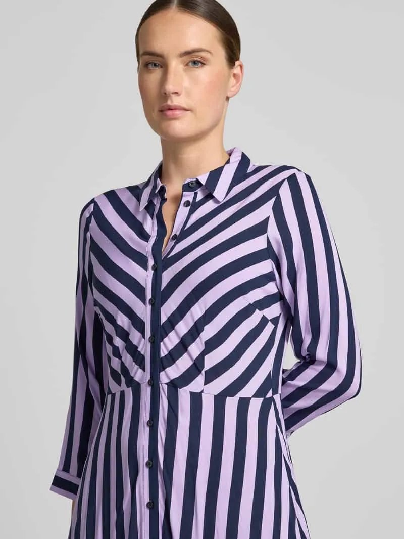 Yas Overhemdjurk van viscose met 3/4-mouw model 'SAVANNA' marineblauw, foto 3