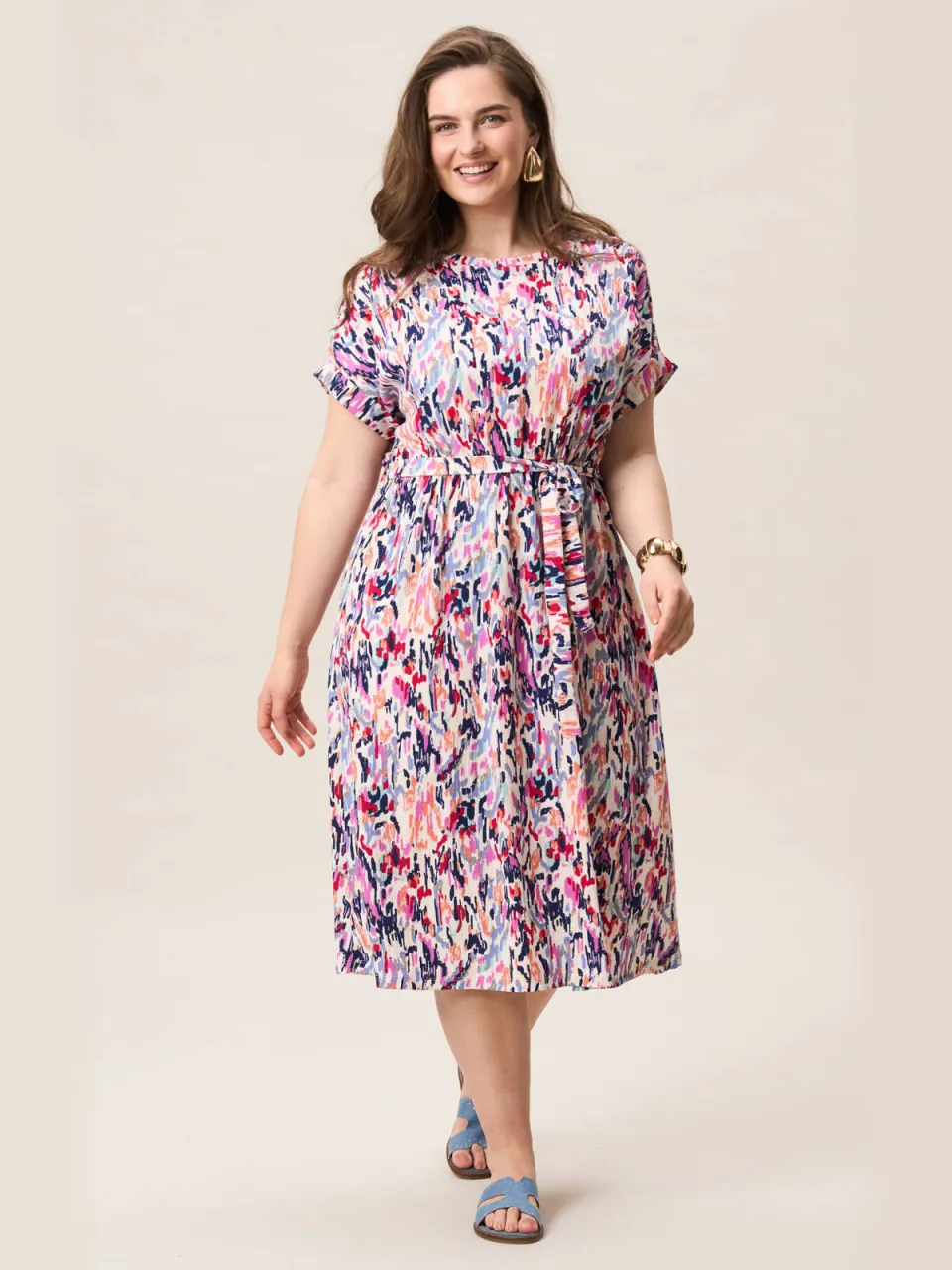 Miss Etam Plus zomerjurk multi multicolor Roze