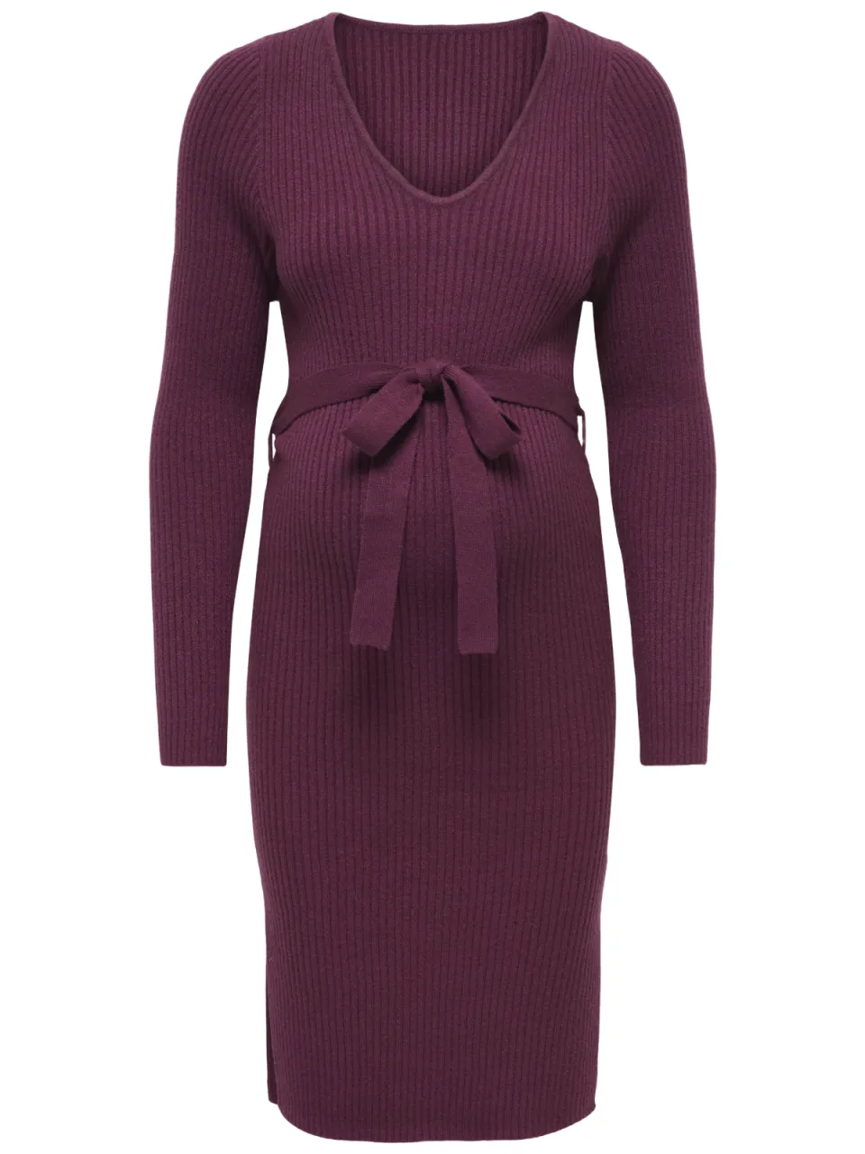 Only MATERNITY gebreide midi jurk V-hals donkerpaars, foto 2