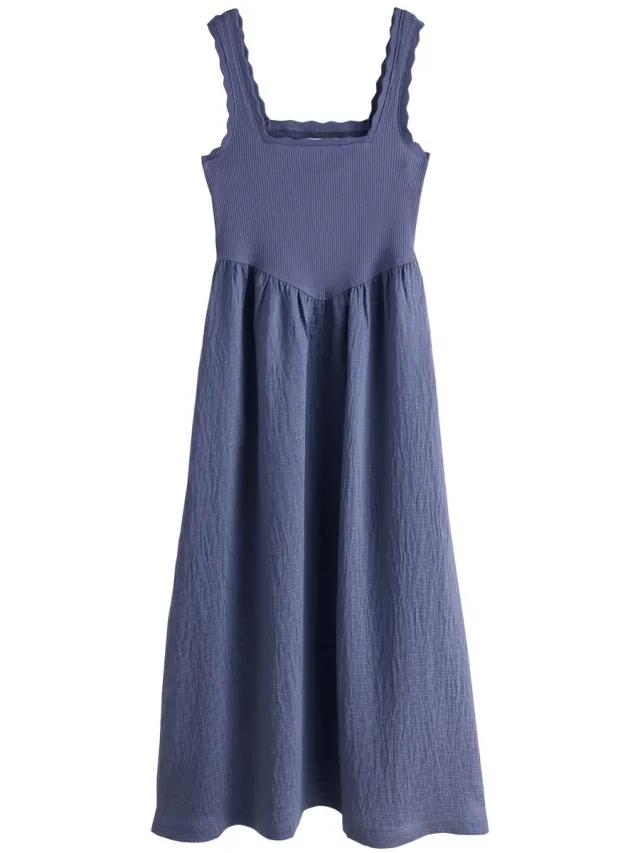 Next Dames - Geweven midi-jurk van jersey - Blauw Navy