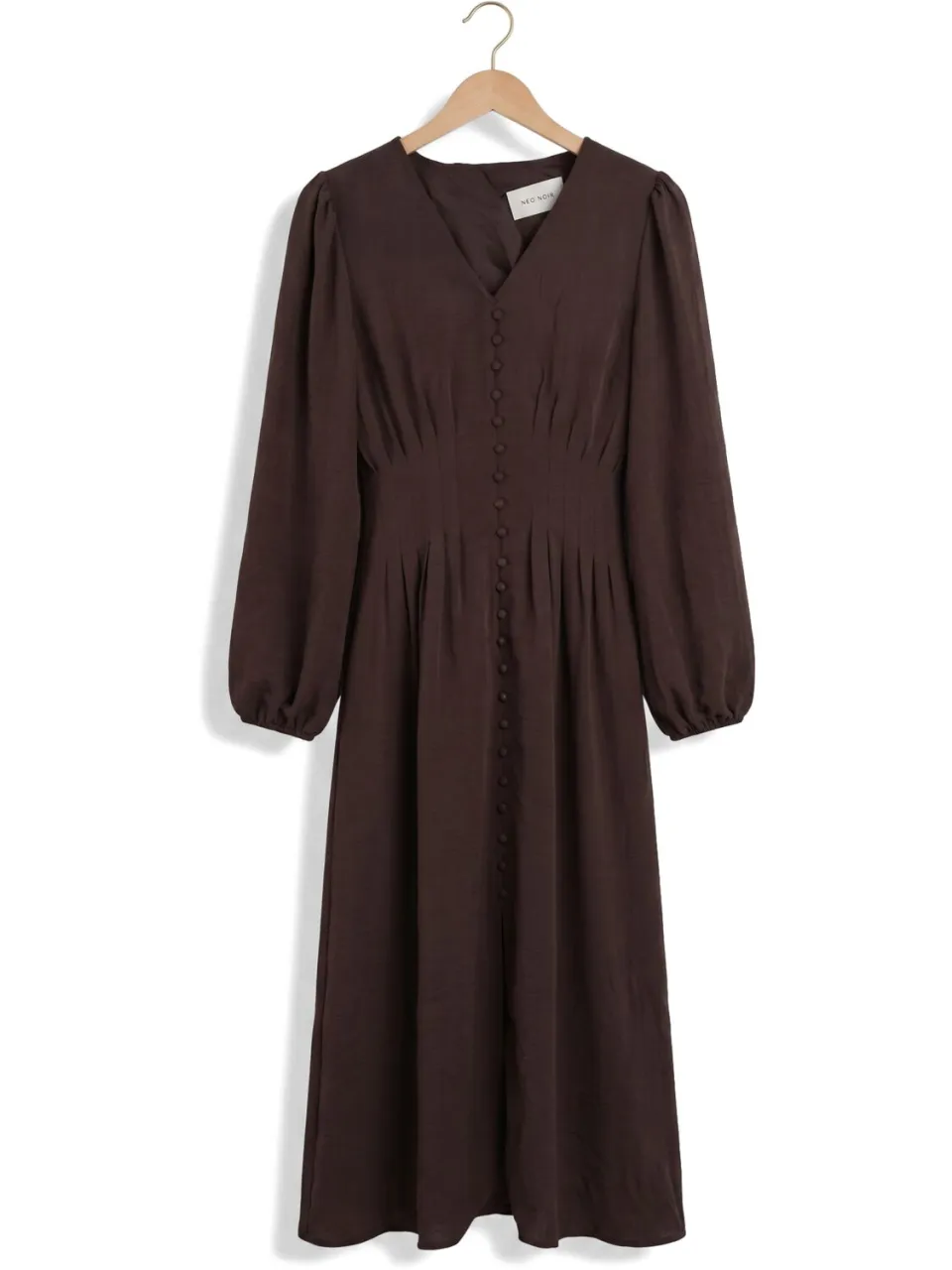 NEO NOIR Dames Jurken Annelie Solid Crepe Dress - Bruin, foto 2