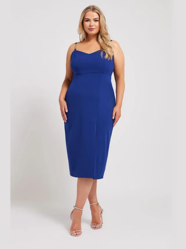 Yours London Midijurk Met Bandjes Met Diamantdetail In Kobaltblauw Blue