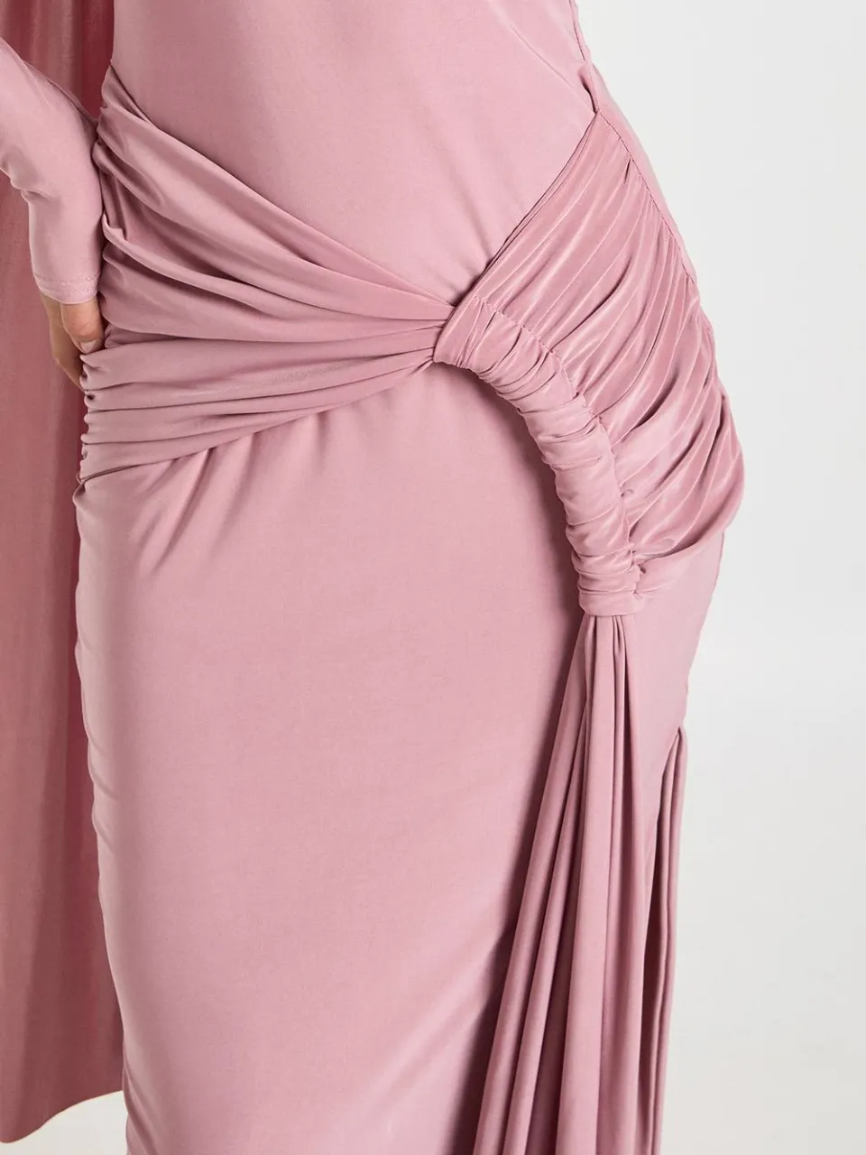 boohoo Dames Maxi Jurk met Draperie Detail en Zijsplit mauve, foto 4