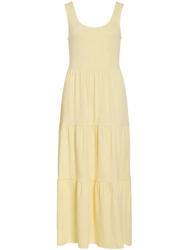 Vila Maxi jurk VIHOLLIE mouwloos Pastel Yellow1