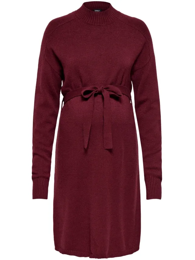 Only OLMLEVA LS BELT DRESS KNT - Dames - Maxi jurken Cabernet