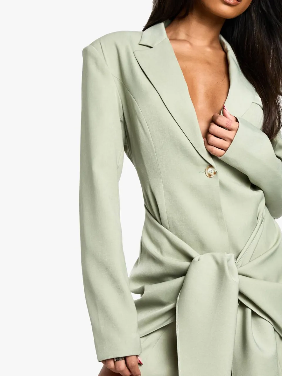 boohoo Dames Tailored Structured Wrap Detail Blazer Dress verstandig, foto 4