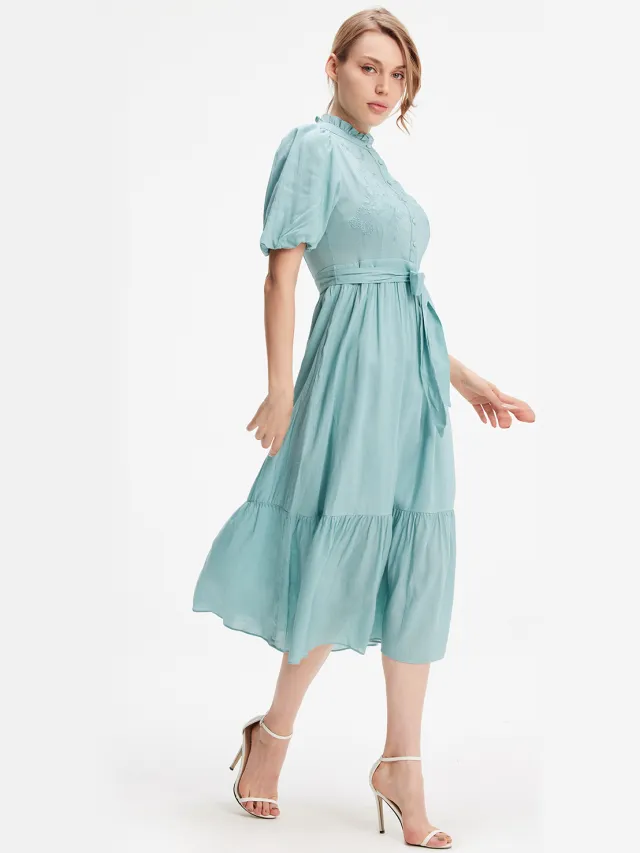 Smart & Joy Thee -jurk met gelaagde ruches Blauw