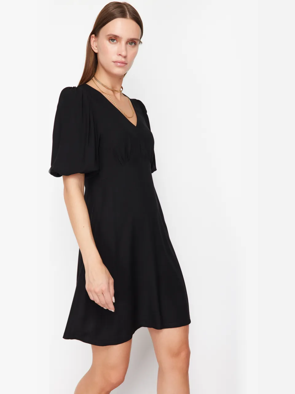 Trendyol TRENDYOLMİLLA Dames Zwart Effen Kort / Mini Kort Casual A-lijn Jurken
