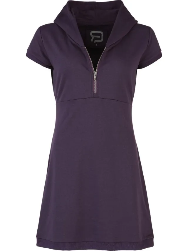R.E.D. ROCK-ENGINEERED DESIGN Paarse korte jurk met capuchon en rits - Dames