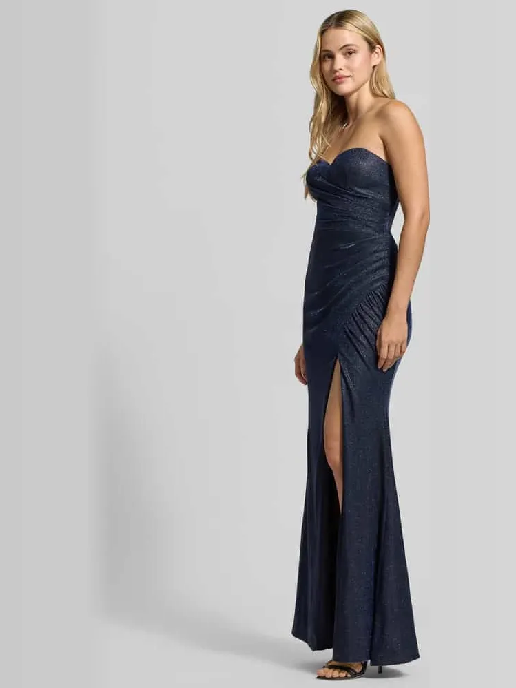 LUXUAR FASHION Avondjurk in off-shoulder-look met loopsplit marineblauw, foto 3