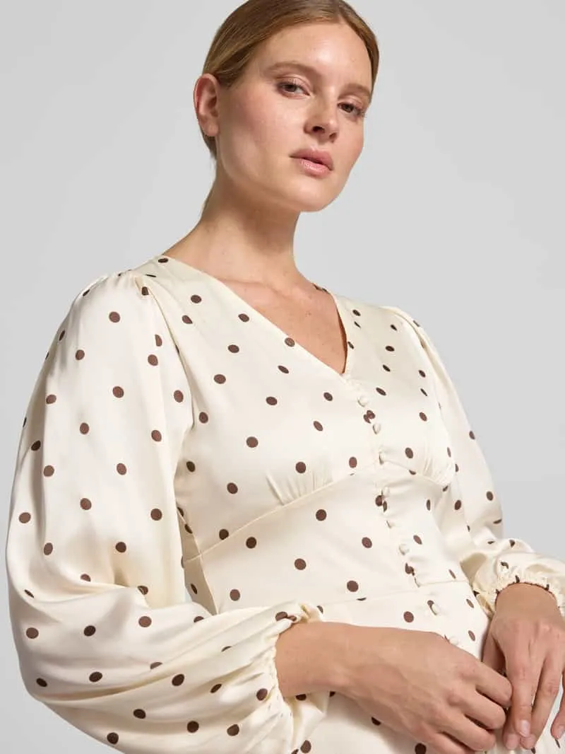 Neo Noir Slim Fit mini-jurk met doorlopende knoopsluiting model 'Mabel' beige, foto 5