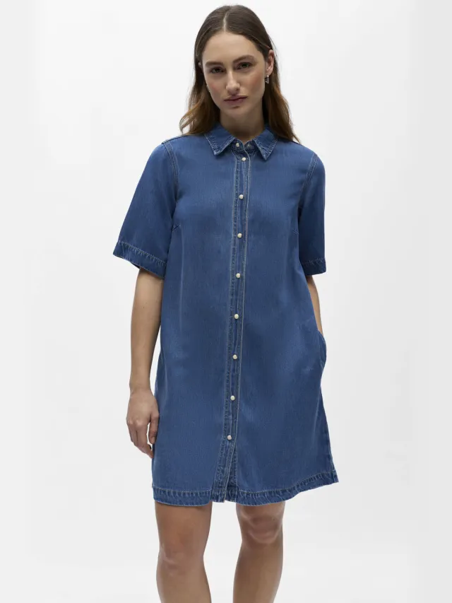 Object denim blousejurk Medium blue denim