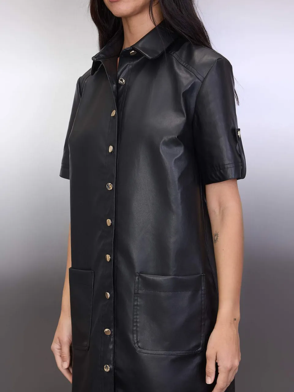 Trendyol TRENDYOLMİLLA Dames Zwart Effen Kort / Mini Kort Casual Blousejurk Jurken, foto 2