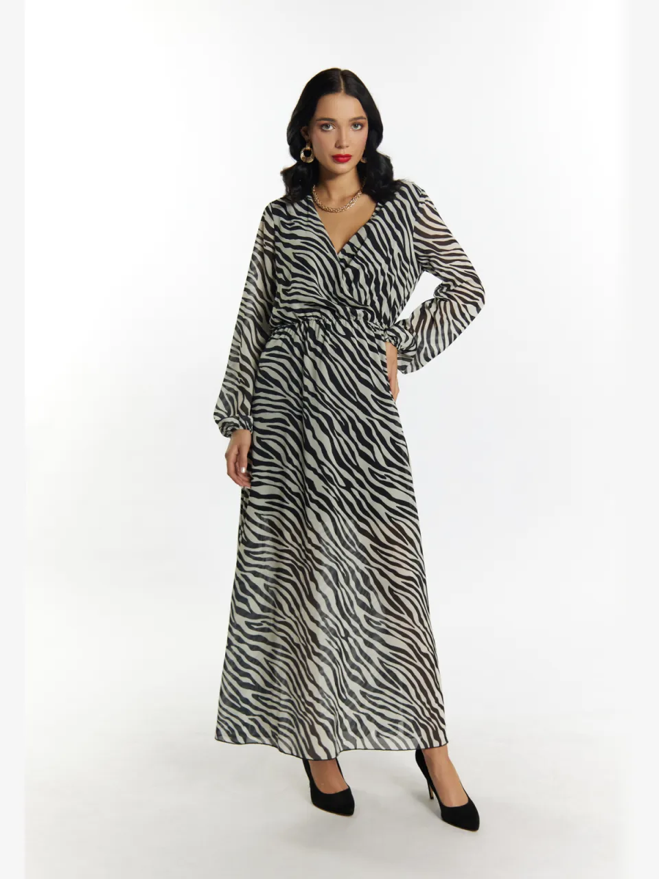 Faina Jurkje met zebraprint Dames wit zwart Wit/Zwart