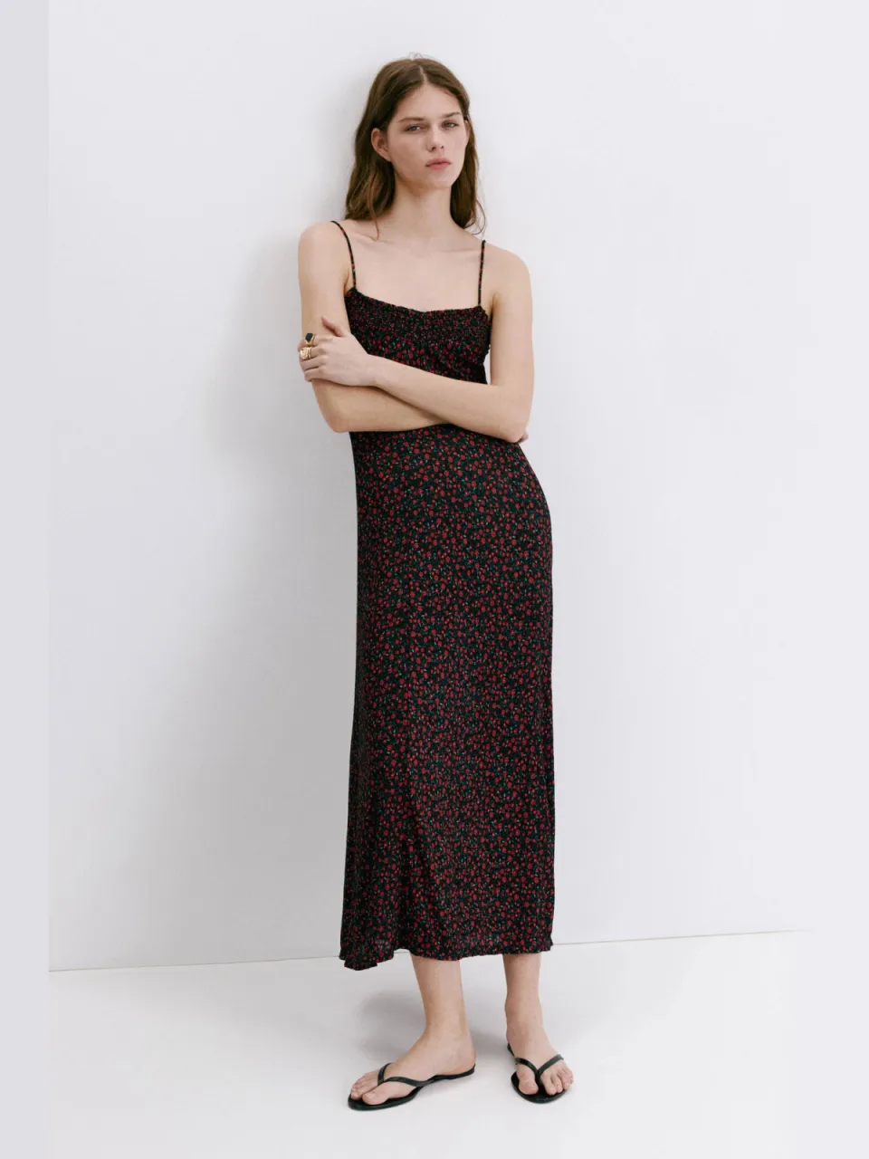Mango gebloemde midi zomerjurk - rood, foto 4