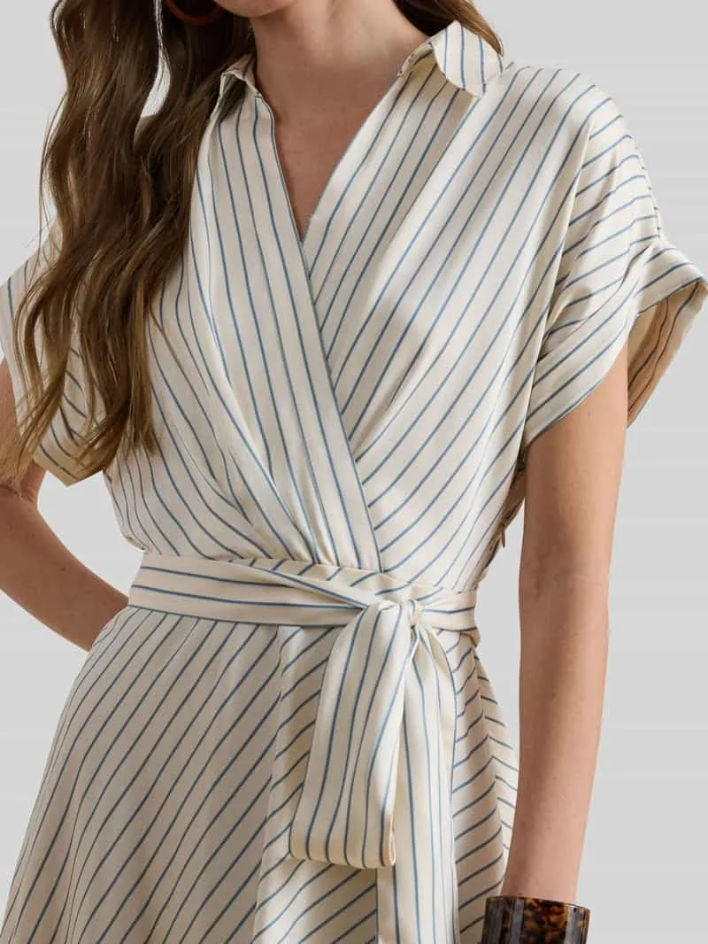 Lauren Ralph Lauren Getailleerde overhemdjurk met strikceintuur ecru, foto 4
