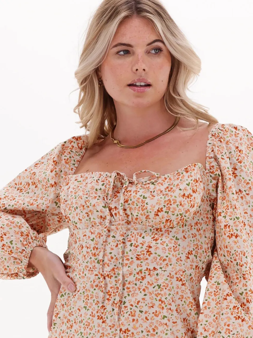 NA-KD Dames Jurken Cups Detail Cotton Ls Midi Dress - Multi, foto 3