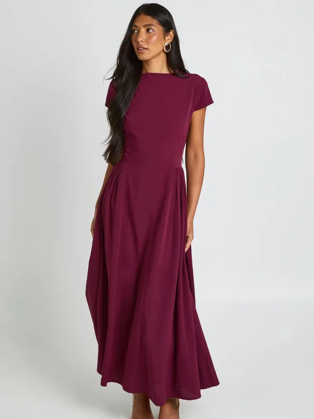 boohoo Dames Lange Getextureerde Volumineuze Rok Midaxi Jurk Fig