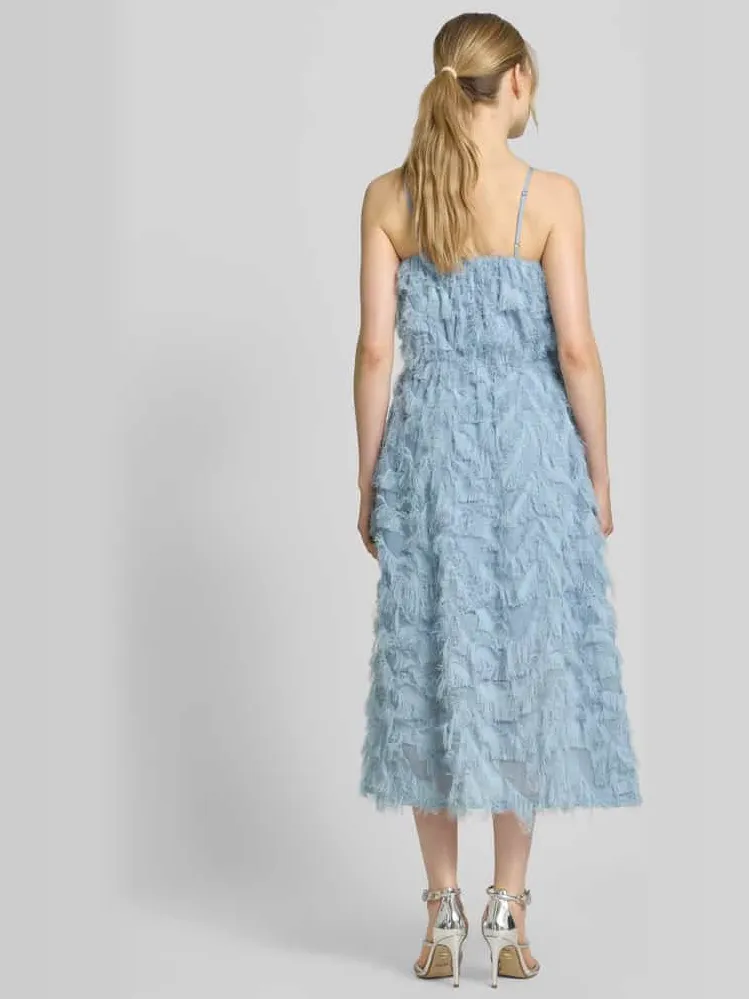 SELECTED WOMEN Licht uitlopend midijurk met franjes model 'MYLINE' lichtblauw, foto 3
