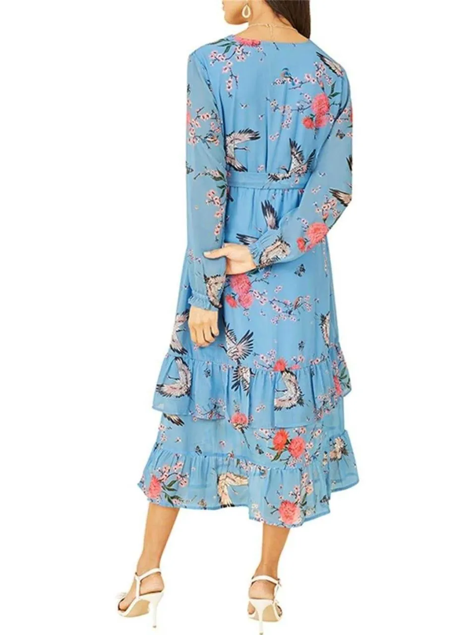 Yumi Vrouwen/dames Bloemenwikkeljurk (Blauw)