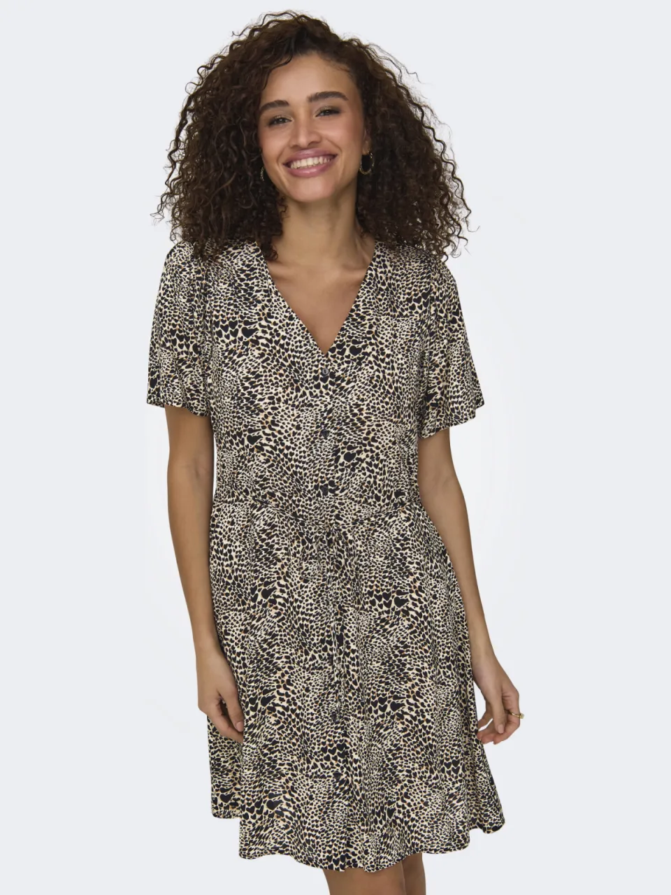 Only korte jurk bruin Bruin/zwart