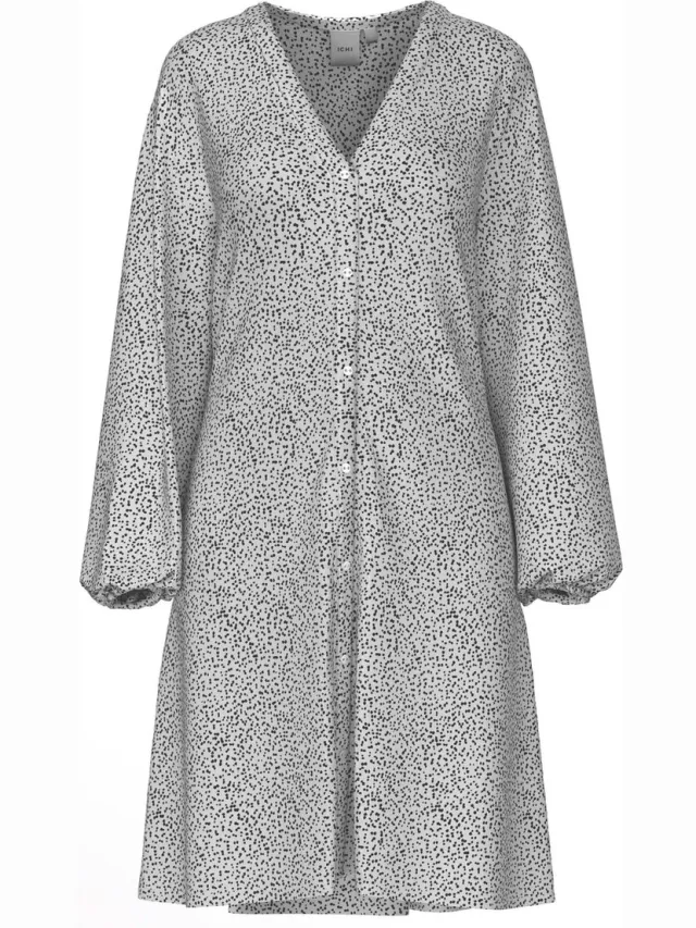 Ichi IHVERA DR 23 Dames Jurk Cloud Dancer w. black dot