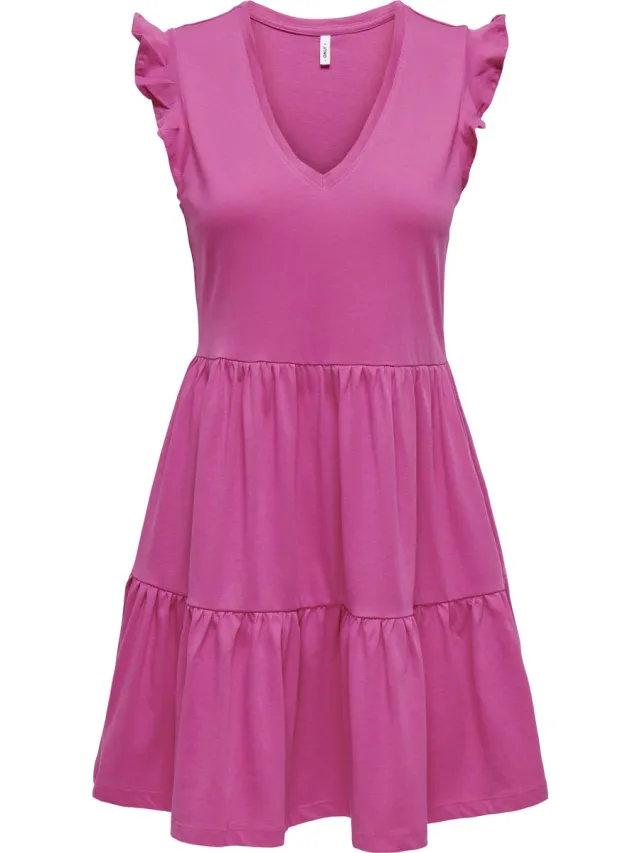 Only ONLMAY CAP SLEEV FRIL DRESS JRS NOOS - Dames - Mini jurken Raspberry Rose