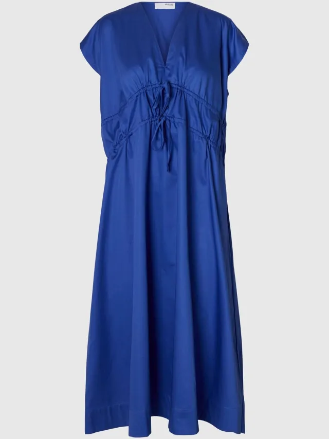 Selected Midi jurk Striksluiting Dazzling Blue
