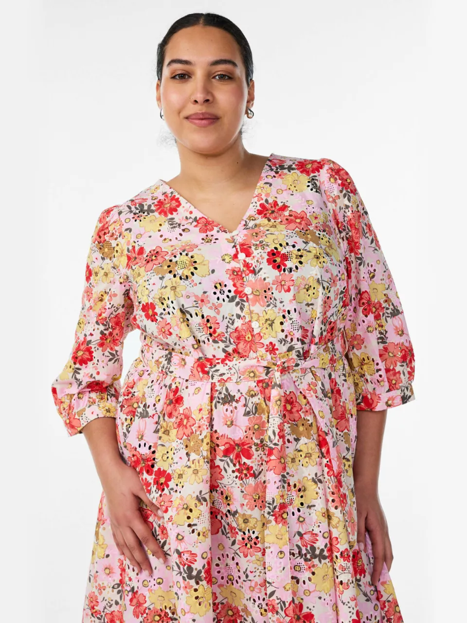 Zizzi gebloemde midi jurk Plus Size - roze, foto 4