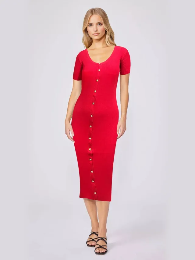 Starry Indigo Dames Gebreide jurk Rood